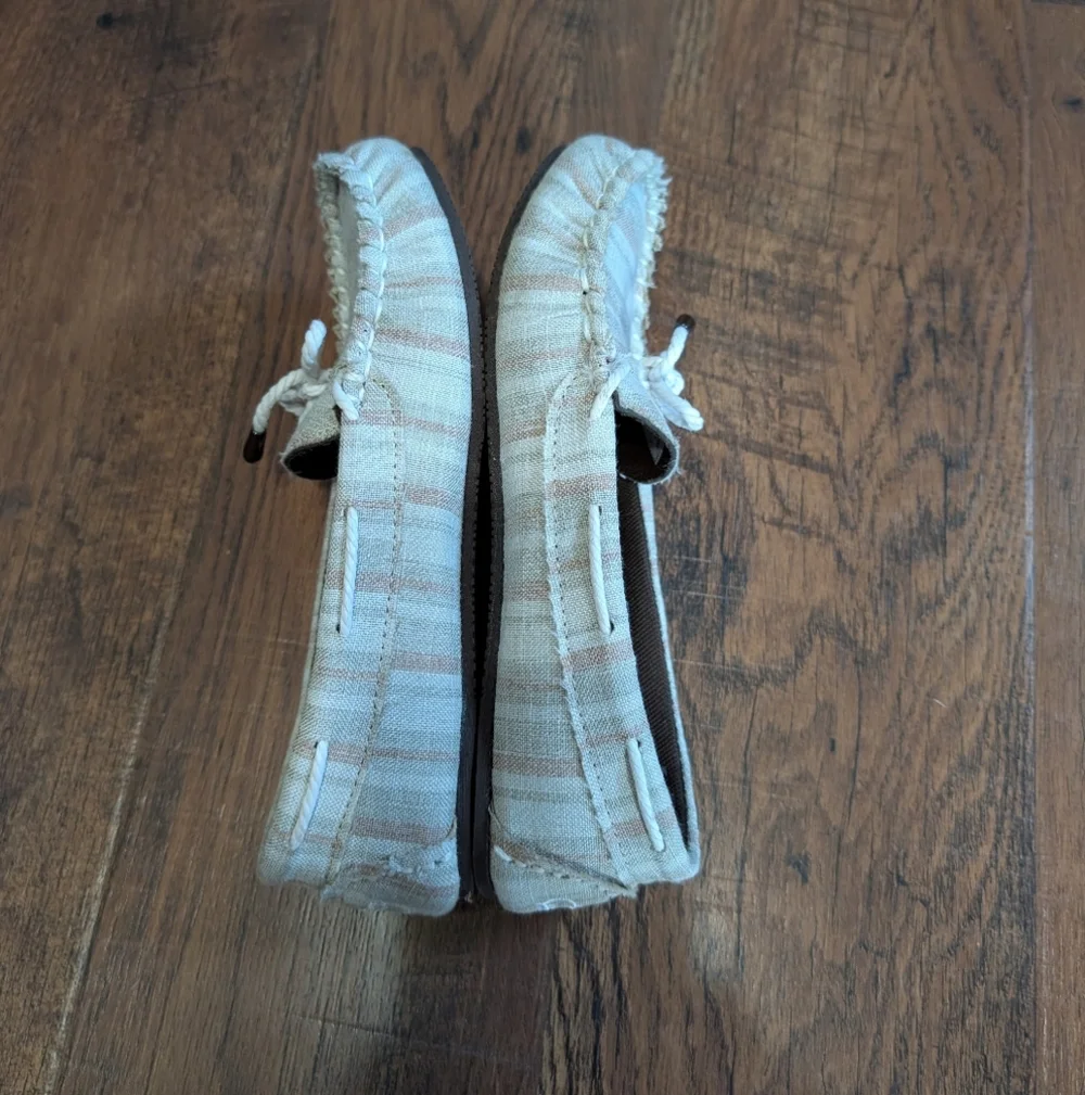 Lamo Sabrina Moc Il Beige Stripe Moccasins comfort Slip On Shoes Size 8‎